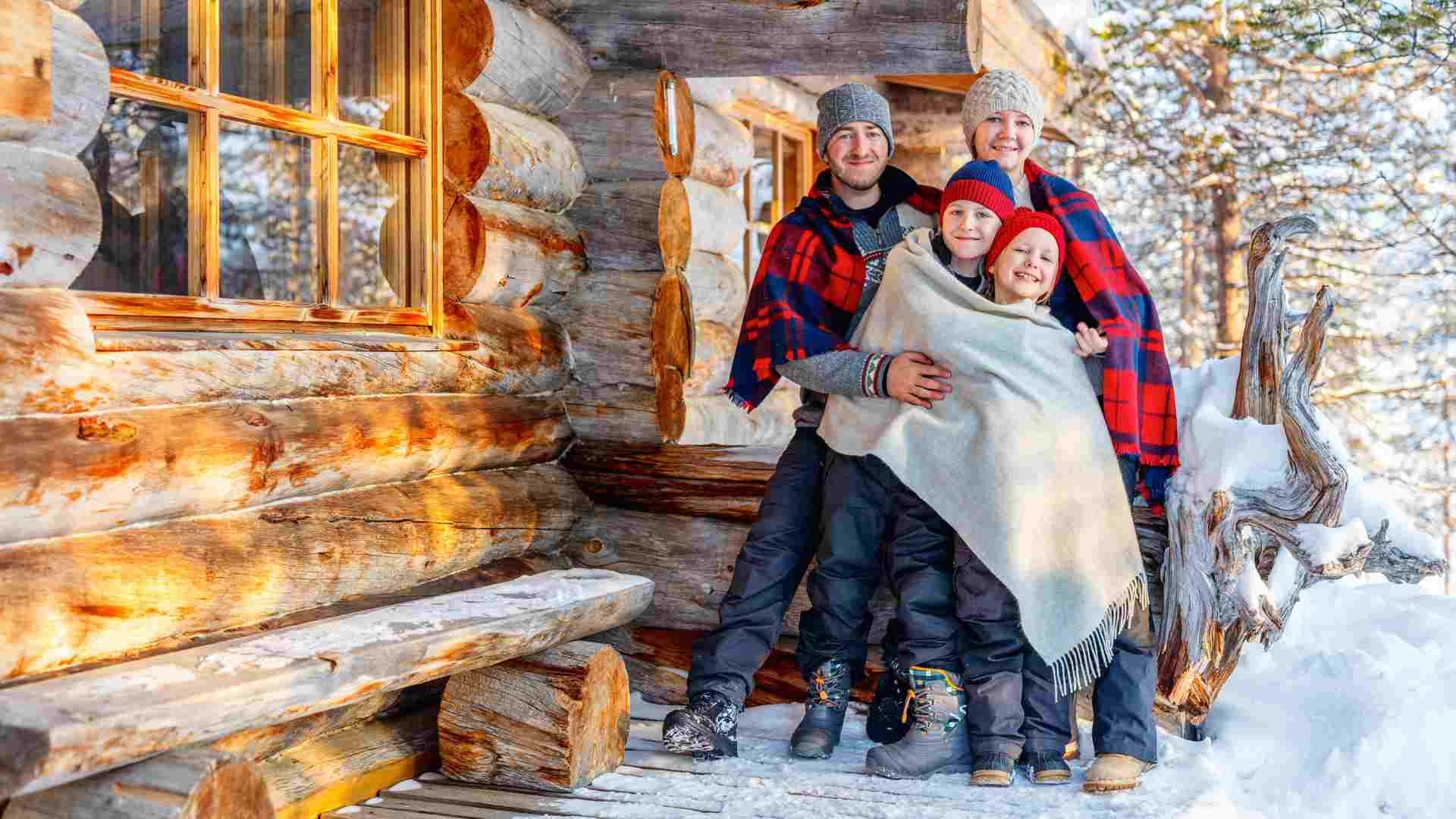 a family of four in the winter